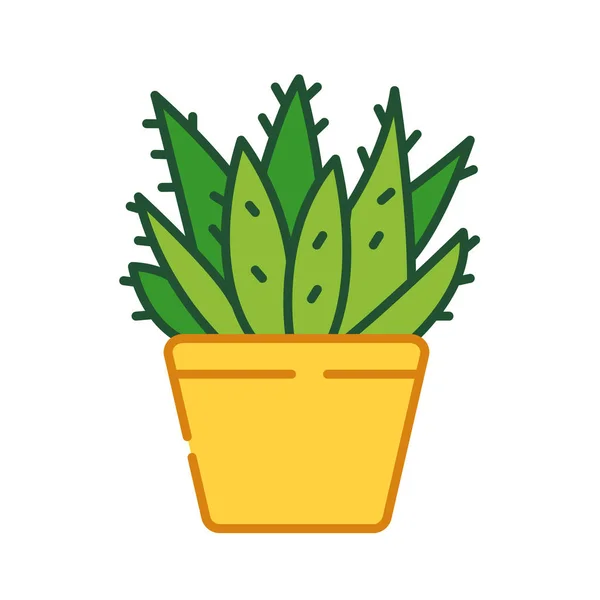 Cactus pot kleur lijn pictogram. Cactus die in de pot groeit. Kan gebruikt worden in het interieur voor decoratie. Pictogram voor webpagina, mobiele app, promo. UI UX GUI ontwerp element. Aanpasbare beroerte. — Stockvector