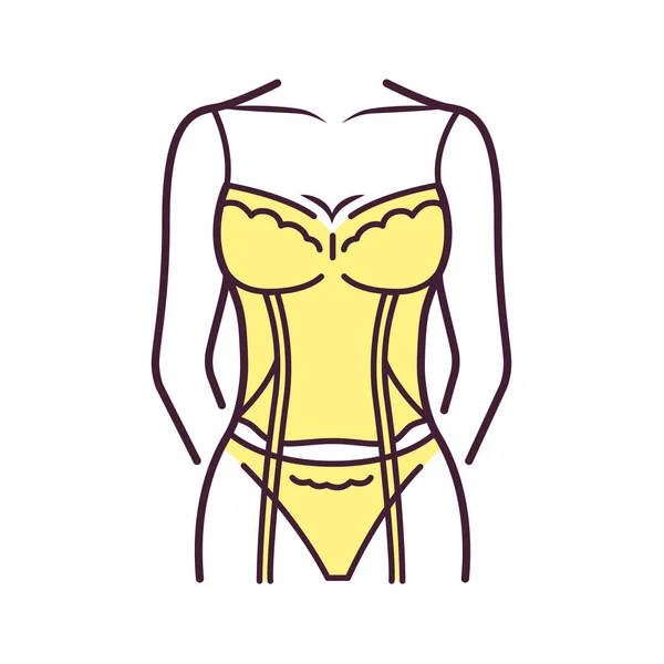Corsage lingerie kleur lijn pictogram. Het deel van de lingerie van een vrouw, over de borst, rug en zijkanten. Pictogram voor webpagina, mobiele app, promo. UI UX GUI ontwerp element. Aanpasbare beroerte. — Stockvector