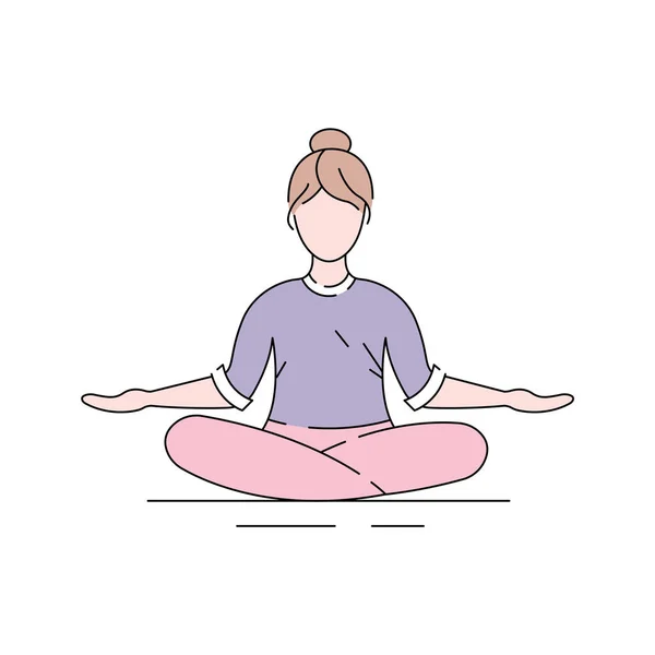 El icono Padmasana Lotus posiciona la línea de color. Cruzado asana sentada, en la que cada pie se coloca sobre el muslo opuesto. Pictograma para página web, aplicación móvil, promo. Broma editable. — Archivo Imágenes Vectoriales