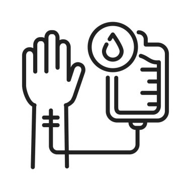 Kan nakli siyah çizgi simgesi. Bağış, bağış konsepti. İnternet için piktogram, mobil uygulama, tanıtım. Ui Ux tasarım elemanı. Düzenlenebilir vuruş.