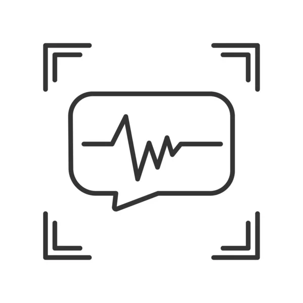Identificazione vocale icona della linea nera. Sistema di riconoscimento della persona. Concetto di: autorizzazione, sistema dna, tecnologia scientifica, scansione. Elemento di identificazione biometrica — Vettoriale Stock