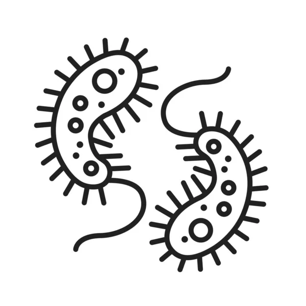 Ikona černé čáry viru Respirační infekce. Bakterie, znamení mikroorganismu. Mikroskopické bakterie způsobují onemocnění. Piktogram pro web, mobilní aplikace. Ui Ux designový prvek. Upravitelný tah. — Stockový vektor