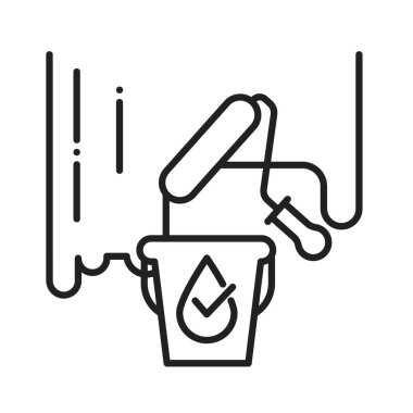 Su geçirmez duvar boyası siyah çizgi simgesi. Su geçirmez kaplama konsepti. Geçilmez inşaat malzemesi tabelası. Web sayfası için piktogram, mobil uygulama, tanıtım. Ui Ux Gui tasarım ögesi.