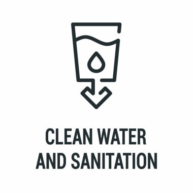 Temiz su ve temizlik ikonu. Kurumsal sosyal sorumluluk. Sürdürülebilir Kalkınma Hedefleri. Sdg renk işareti. Reklam için piktogram, web. Ui Ux tasarım elemanı. Düzenlenebilir vuruş