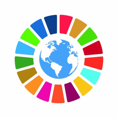 Kurumsal sosyal sorumluluk vektör unsuru. Sürdürülebilir Kalkınma Hedefleri - Birleşmiş Milletler vektör çizimi. SDG renk simgesi. Reklam, internet, mobil uygulama ve tanıtım için Pictogram. UI UX tasarımı.