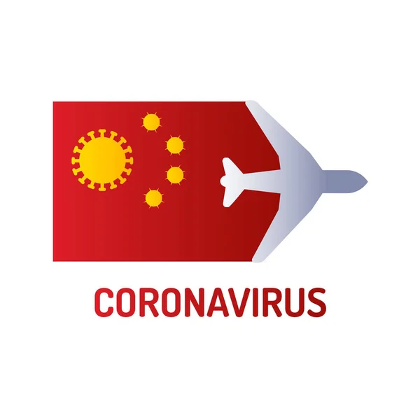 Wuhan Novel coronavirus 2019-ncov color element Заборона на польоти з Китаю. Pictogram for web page, mobile app, promo. Ui Ux Gui design element. — стоковий вектор
