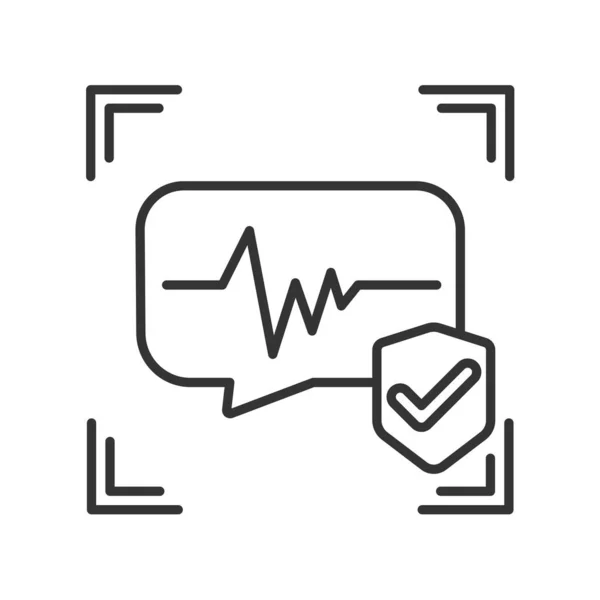 Icône de ligne noire approuvée pour l'identification vocale. Système de reconnaissance de la personne. Concept de : autorisation, système dna, technologie scientifique, balayage. Élément d'identification biométrique — Image vectorielle