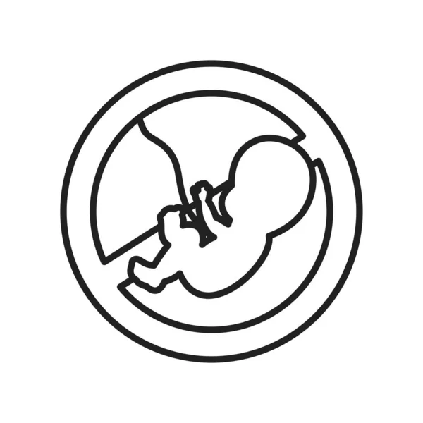 Abortion black line icon. Fetal death, miscarriage concept. Keep abortion legal. Feminist protest. Human rights. Sign for web page, mobile app, banner, social media. Editable stroke. — Stock Vector