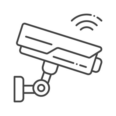 Güvenlik kamerası siyah çizgi simgesi. 24 saat gözlem altında. Güvenlik kamerası. Otel güvenlik sistemi. Web sayfası için piktogram, mobil uygulama, tanıtım. UI UX GUI tasarım elemanı. Düzenlenebilir vuruş.