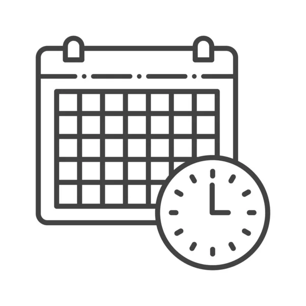 Calendário ícone de linha preta. Agende o sinal. Gerenciamento de tempo, planejamento. Pictogram para página web, aplicativo móvel, promo. UI UX GUI elemento de design. AVC editável. — Vetor de Stock