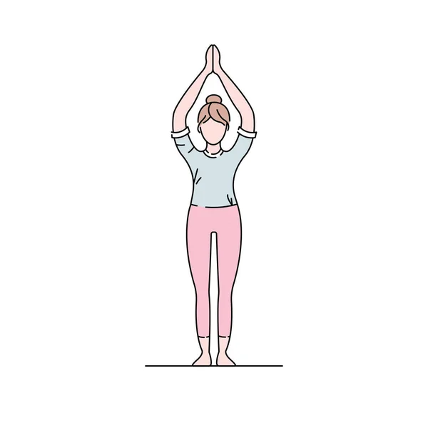 Ikona barevné linie Mountain Pose Tadasana. Piktogram pro webovou stránku, mobilní aplikace, promo. UI UX GUI design element. Upravitelný tah. — Stockový vektor