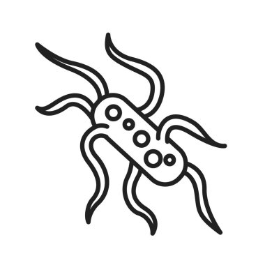 Bakteri salmonella siyah çizgi ikonu. Viral ve bakteriyel enfeksiyon belirtisi. Mikroskobik mikrop hastalıklara neden olur. İnternet için piktogram, mobil uygulama, tanıtım. UI UX tasarım elemanı. Düzenlenebilir vuruş.