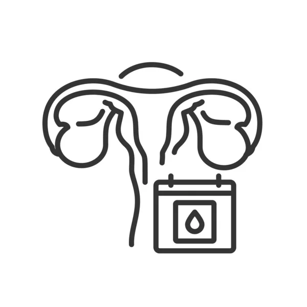 Icône noir de la ligne des irrégularités menstruelles. Maladies de l'appareil reproducteur féminin. Inscrivez-vous pour la page web, application mobile, bouton, logo. Élément isolé par vecteur. Course modifiable. — Image vectorielle
