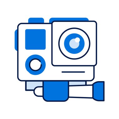 Aksiyon kamerası siyah çizgi simgesi. Elektronik cihaz konsepti. Aktif spor için kamera. Web sayfası için piktogram, mobil uygulama, tanıtım. Ui Ux ekranı. Kullanıcı arayüzü görüntüsü. Düzenlenebilir vuruş.