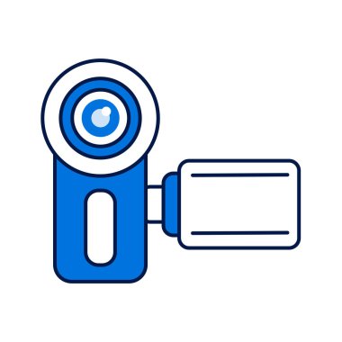 Video kamera renk çizgisi simgesi. Elektronik cihaz. Video kayıt ekipmanları. Web sayfası için piktogram, mobil uygulama, tanıtım. UI UX GUI tasarım elemanı. Düzenlenebilir vuruş.