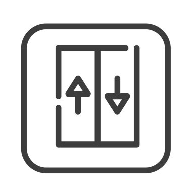 Asansör renk çizgisi simgesi. İnsanları bir binanın katları arasında taşıyan merdivenler. Web sayfası için piktogram, mobil uygulama, tanıtım. Ui Ux Gui tasarım elemanı. Düzenlenebilir vuruş.