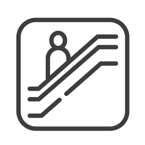 Escalator black line icon. Moving staircase which carries people between floors of a building. Pictogram for web page, mobile app, promo. UI UX GUI design element. Editable stroke. — Stock Vector