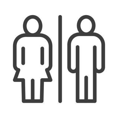 WC siyah çizgi simgesi. Kadınlar ve erkekler tuvaleti. Kamu navigasyonu. Web sayfası için piktogram, mobil uygulama, tanıtım. Ui Ux Gui tasarım elemanı. Düzenlenebilir vuruş.