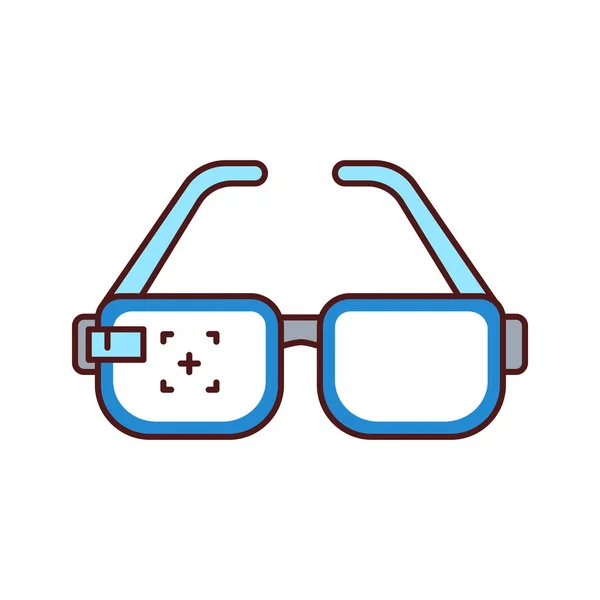 Gafas Realidad Virtual Icono Línea Color Dispositivo Digital Innovador Pictograma — Vector de stock