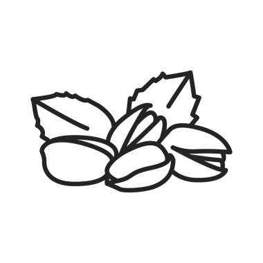 Pistashio siyah çizgi ikonu. Kabuklu ve yapraklı fındıklar. Web sayfası için piktogram, mobil uygulama, tanıtım. Ui Ux Gui tasarım elemanı. Düzenlenebilir vuruş