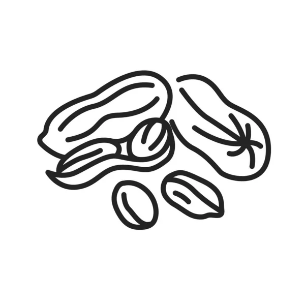 Ícone Linha Preta Amendoim Nozes Casca Pictograma Para Página Web —  Vetores de Stock