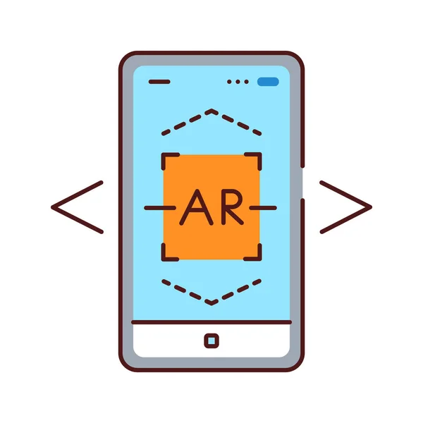 AR 스캐닝 컬러 라인 아이콘. 쌍방향 시각화 플랫 폼. 웹 페이지의 그림 문자, 모바일 앱, 프로 모. UI UX GUI 설계 요소. 발작을 일으키다 — 스톡 벡터