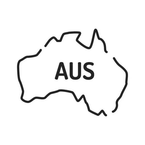 Avustralya Haritası Siyah Çizgi Simgesi Ülkenin Sınırında Web Sayfası Için — Stok Vektör