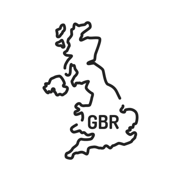Velká Británie Mapuje Ikonu Černé Čáry Hranice Země Piktogram Pro — Stockový vektor
