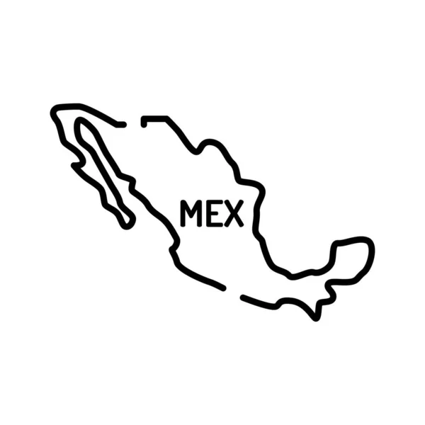 Mexico Kaart Zwarte Lijn Pictogram Grens Van Het Land Pictogram — Stockvector