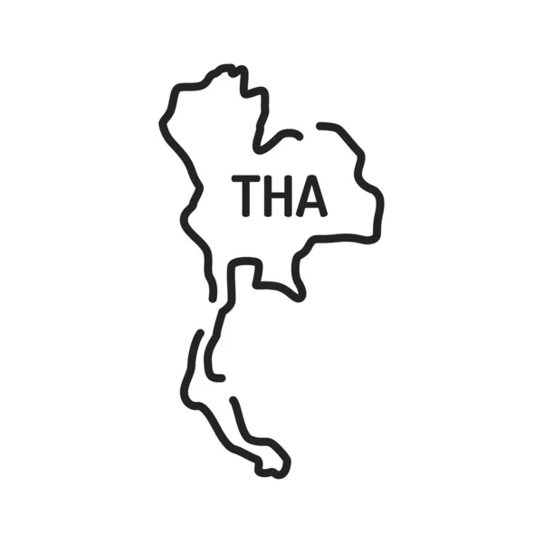 Черная Линия Карты Таиланда Граница Страны Пиктограмма Веб Страницы Мобильного — стоковый вектор