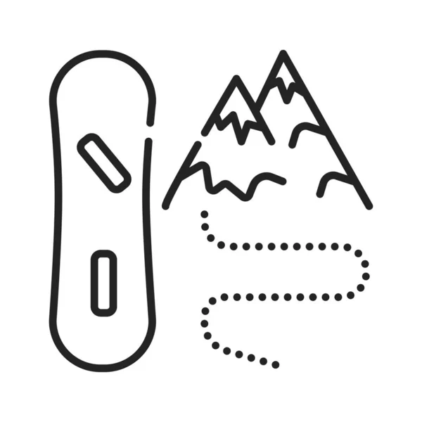 Snowboardowa Ikona Czarnej Linii Sporty Zimowe Ośrodek Narciarski Piktogram Stronę — Wektor stockowy