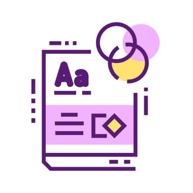 Marka kitabı renk çizgisi simgesi. Şirket resmi belgesi. Web sayfası için piktogram, mobil uygulama, tanıtım. UI UX GUI tasarım elemanı. Düzenlenebilir vuruş