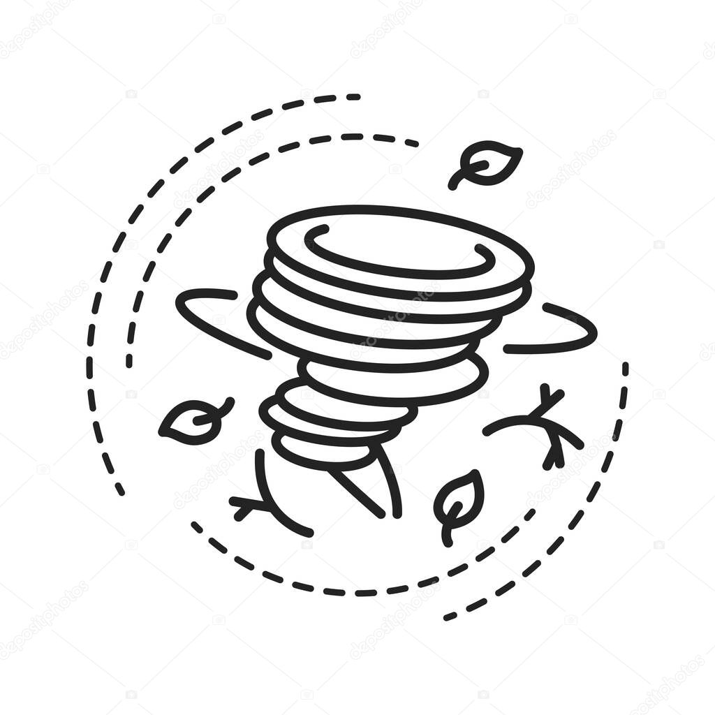 Tornado black line icon. A rapidly rotating column of air that is in contact with both the surface of the Earth. Pictogram for web page, mobile app, promo. UI UX GUI design element