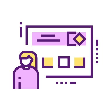 Kişisel marka renk çizgisi simgesi. Kendini tanıtma ve reklamcılık. Web sayfası için piktogram, mobil uygulama, tanıtım. UI UX GUI tasarım elemanı. Düzenlenebilir vuruş