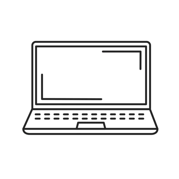 Laptop Black Line Icon Tragbarer Computer Piktogramm Für Webseite Mobile — Stockvektor