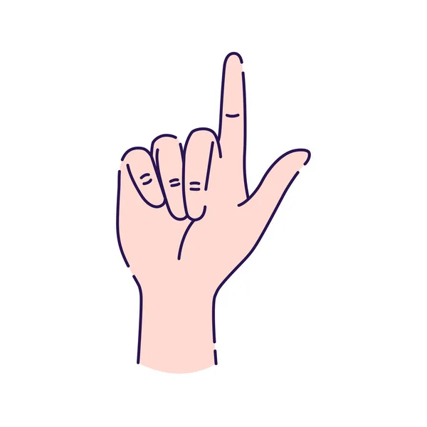 Hand Showing One Count Line Icon Make Index Finger Gesture — Stock Vector