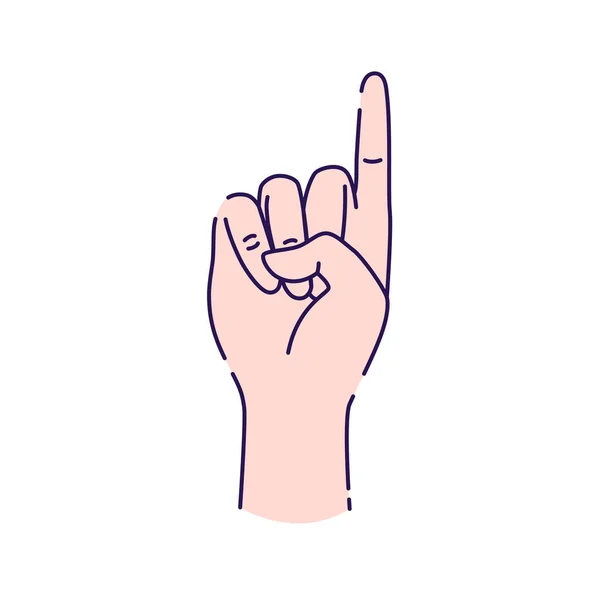 Ręka Pokazuje Jedną Ikonę Liczenia Wskazuję Dłoń Pokaż Palcem Wskazującym — Wektor stockowy