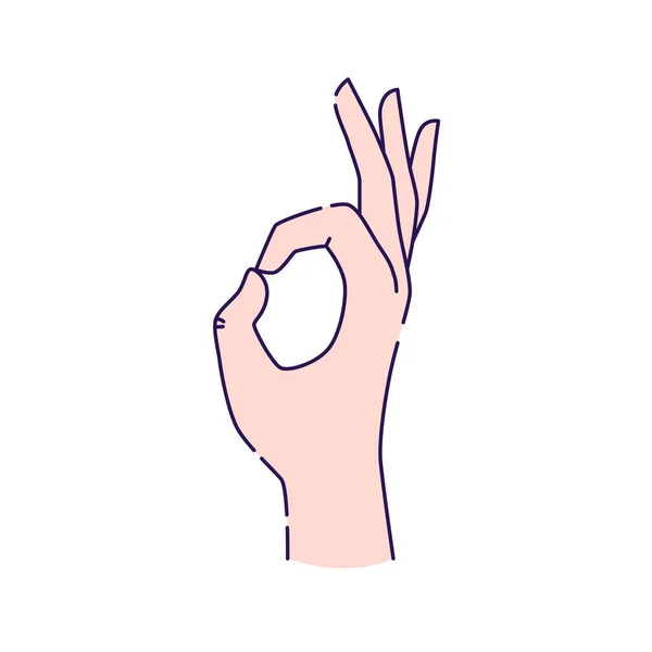 Hand Die Das Symbol Okey Line Zeigt Piktogramm Für Webseite — Stockvektor