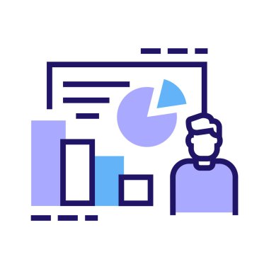 İş kursu renk çizgisi simgesi. Analitik ve analiz grafiği, grafik. Web sayfası için Pictogram, mobil uygulama UI UX Arayüz tasarım ögesi
