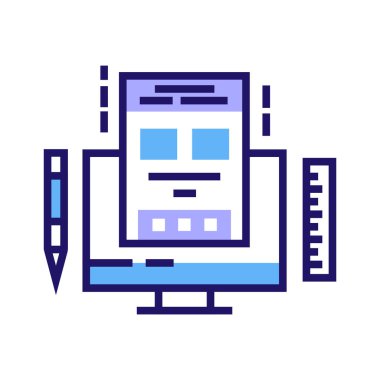 Grafik tasarım kursları renk çizgisi simgesi. Temel tasarımı öğrenmek, resimler yaratmak, programları incelemek. E-öğrenme. Web sayfası için piktogram, mobil uygulama. UI UX GUI tasarım elemanı. Düzenlenebilir vuruş