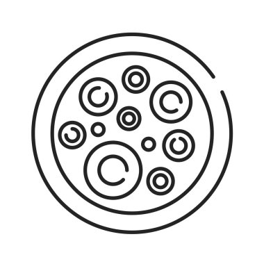 Kök hücreler siyah çizgi simgesi. Diğer hücre türlerine farklılaşabilen hücreler. Ayrıca daha fazla hücre üretmek için yenilenmeyi bölebilir. Web sayfası için piktogram, mobil uygulama, tanıtım. Düzenlenebilir vuruş