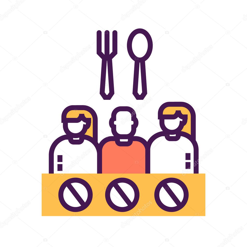 Hunger strike line color icon. Voluntary food refuse, nonviolent protest. Social protest. Pictogram for web page, mobile app, promo. Editable stroke