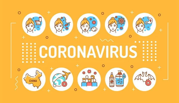 Wuhan Novel Coronavirus 2019 Ncov Симптоми Небезпечного Китайського Вірусу Інфографіка — стоковий вектор