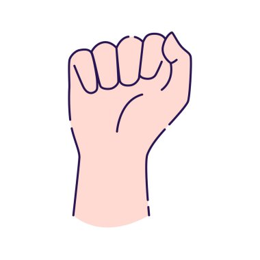 İnsan yumruk çizgisi ikonu. Elin güç sembolü gösteriyor. Web sayfası için piktogram, mobil uygulama, tanıtım. UI UX GUI tasarım elemanı. Düzenlenebilir vuruş.