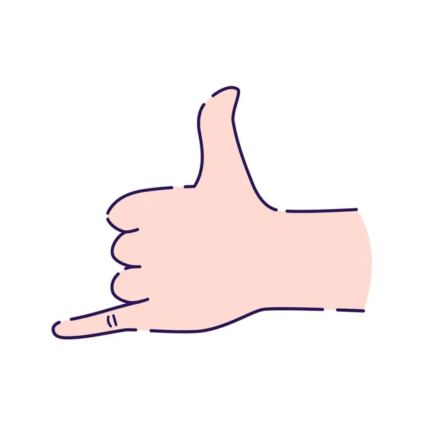 Call Hand Gesture Line Icon Shaka Brah Symbol Pictogram Web — Stock Vector