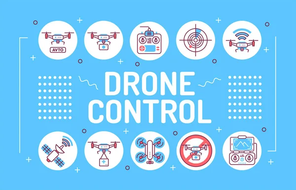 Drone Automatico Senza Equipaggio Parole Controllo Tipografia Lettering Dispositivi Aerei — Vettoriale Stock