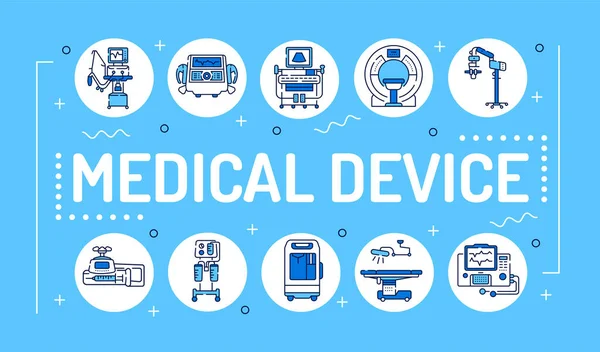 Dispositivo Médico Tipografia Letras Palavras Máquina Anestesia Bomba Seringa Conta —  Vetores de Stock