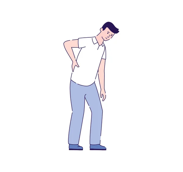 Man Back Pain Flat Vector Illustration Orthopedics Diseases Isolated Cartoon — Stock Vector