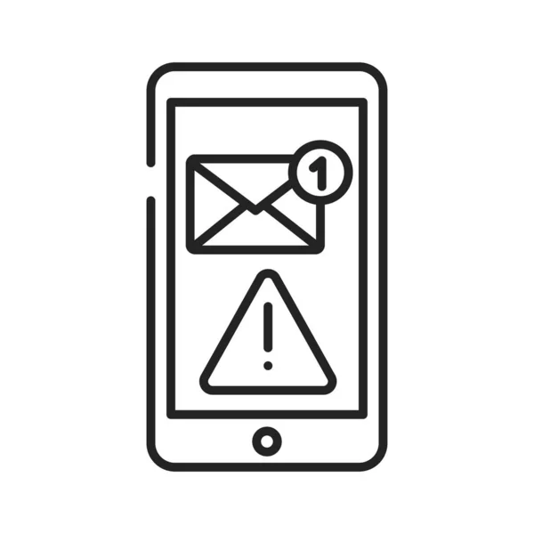 Email Arnaque Icône Ligne Noire Sur Fond Blanc Fraude Sur — Image vectorielle