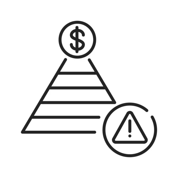Piramida Finansowa Ikona Czarnej Linii Model Biznesowy Który Rekrutuje Członków — Wektor stockowy